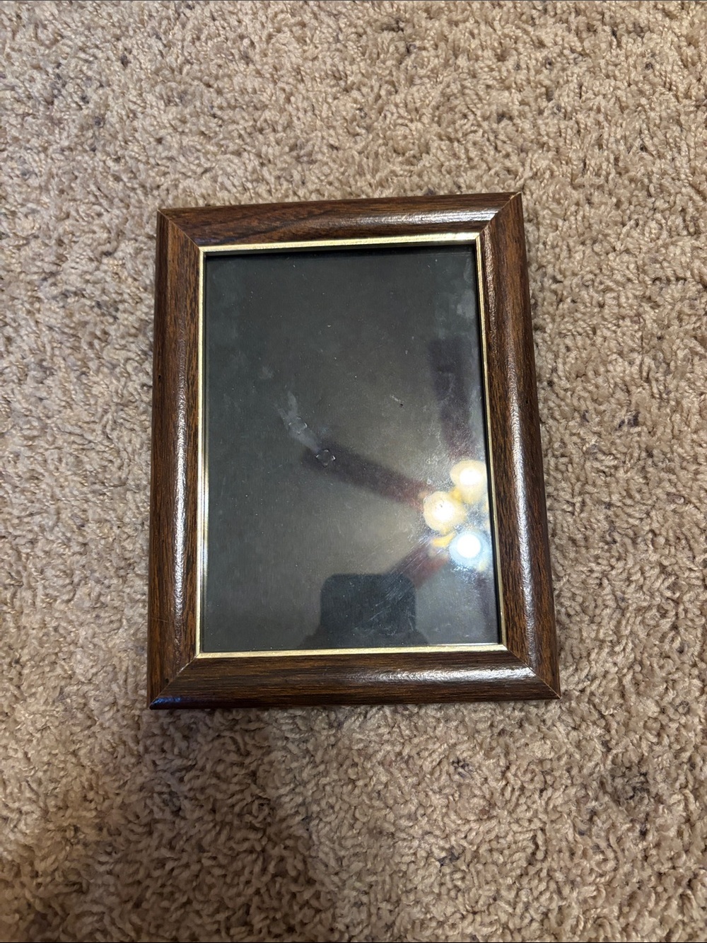 Classic Brown Wood Picture Frame with Gold Trim